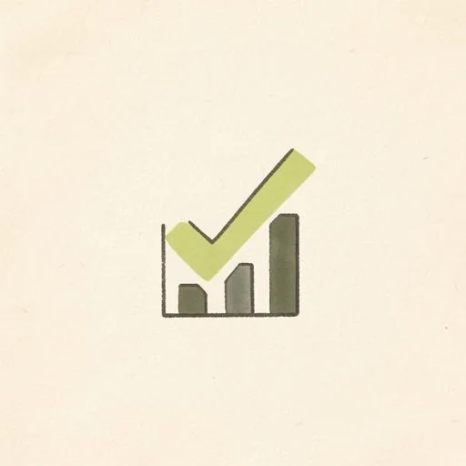 Abstract mark: a small chart with a check mark